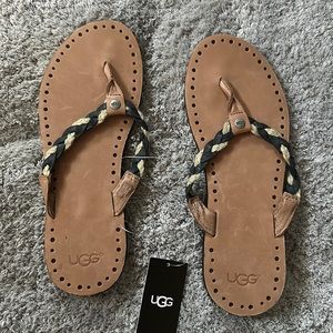 UGG flip flop, braided leather with twine